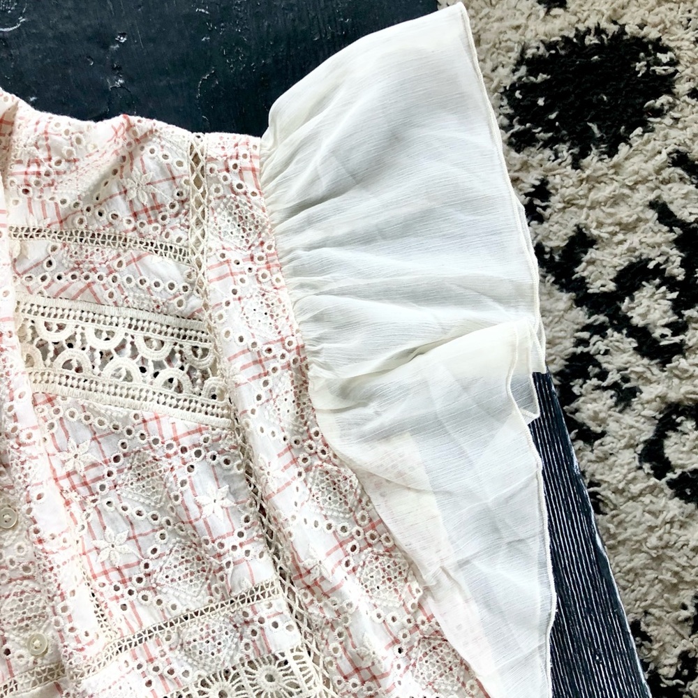 Anthropologie Akemi + Kin Boho Eyelet Ruffle Top - Picture 10 of 13